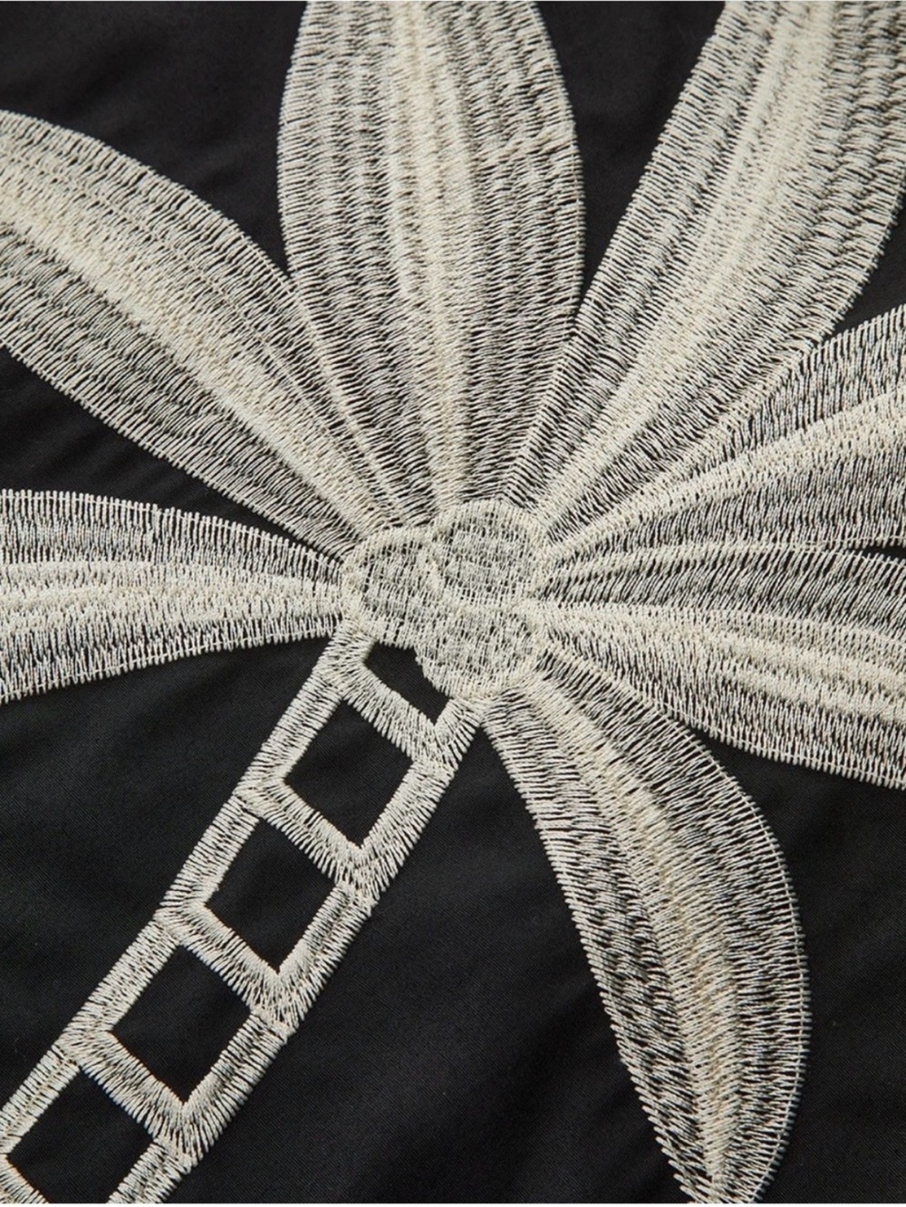 Commense Embroidered High-Waist Wide-Leg Palm Tree Black White Tropical Pants - Picture 3 of 7